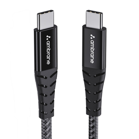 Ambrane 100W Type-C to Type-C Fast Charging Cable Compatible with iPhone 15, Samsung, OnePlus, Google Pixel, Laptop, Macbook & Type C Devices, 480mbps Data Sync, Braided Cable, 1.5m Length (ABCC-100) - Triveni World