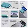 Ambrane 20000 mAh Power Bank with 22.5W Fast Charging, Compact Size, Triple Output, Type C PD (Input & Output), Li-Polymer, Metallic Body, Made in India + Type C Cable (Powerlit XL, Green) - Triveni World