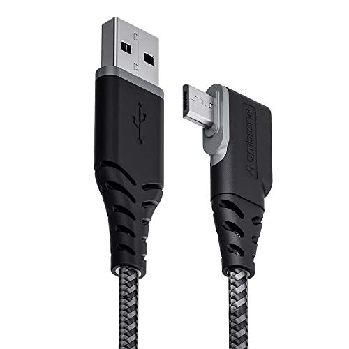 Ambrane Micro USB Cable, 3A Fast Charging, L Shape for Easy Holding, 480mbps Data Transmission, Tangle-free, Unbreakable Braided for Smartphones & other devices 1.25m(ABLM-125 Black) - Triveni World