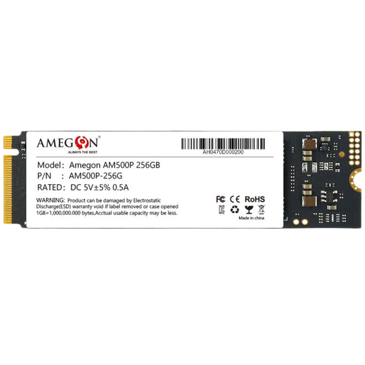 Amegon AM500P 256GB PCIe 3.0 3D Nand NVMe M.2 Internal Solid State Drive/SSD, up to 1700MB/s - AM500P-256GB, for Laptop, Desktop, and Chromebook, 5 Yr Warranty - Triveni World