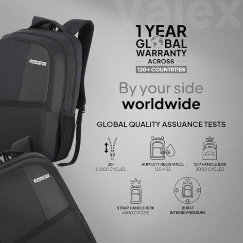 American Tourister Valex 28 Ltrs Large Laptop Backpack with Bottle Pocket and Front Organizer- Black - Triveni World