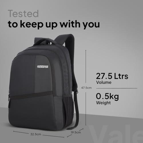 American Tourister Valex 28 Ltrs Large Laptop Backpack with Bottle Pocket and Front Organizer- Black - Triveni World