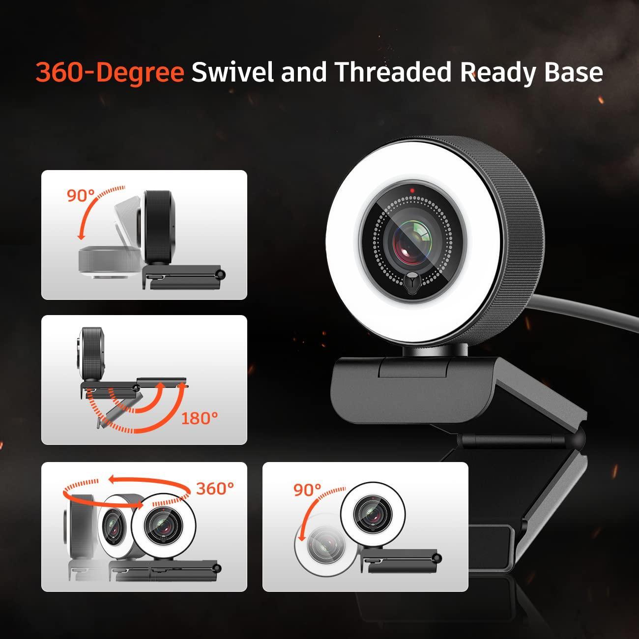 Angetube Full HD 1080P Webcam with Ring Light and Mic. Plug and Play Setup for Video Call Webcam for Desktop/Laptop Advanced autofocus AF Web Camera for Zoom/Skype/Teams/Online Classes/Conferencing - Triveni World