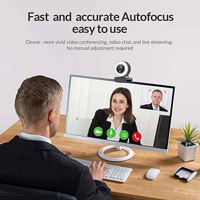 Angetube Full HD 1080P Webcam with Ring Light and Mic. Plug and Play Setup for Video Call Webcam for Desktop/Laptop Advanced autofocus AF Web Camera for Zoom/Skype/Teams/Online Classes/Conferencing - Triveni World