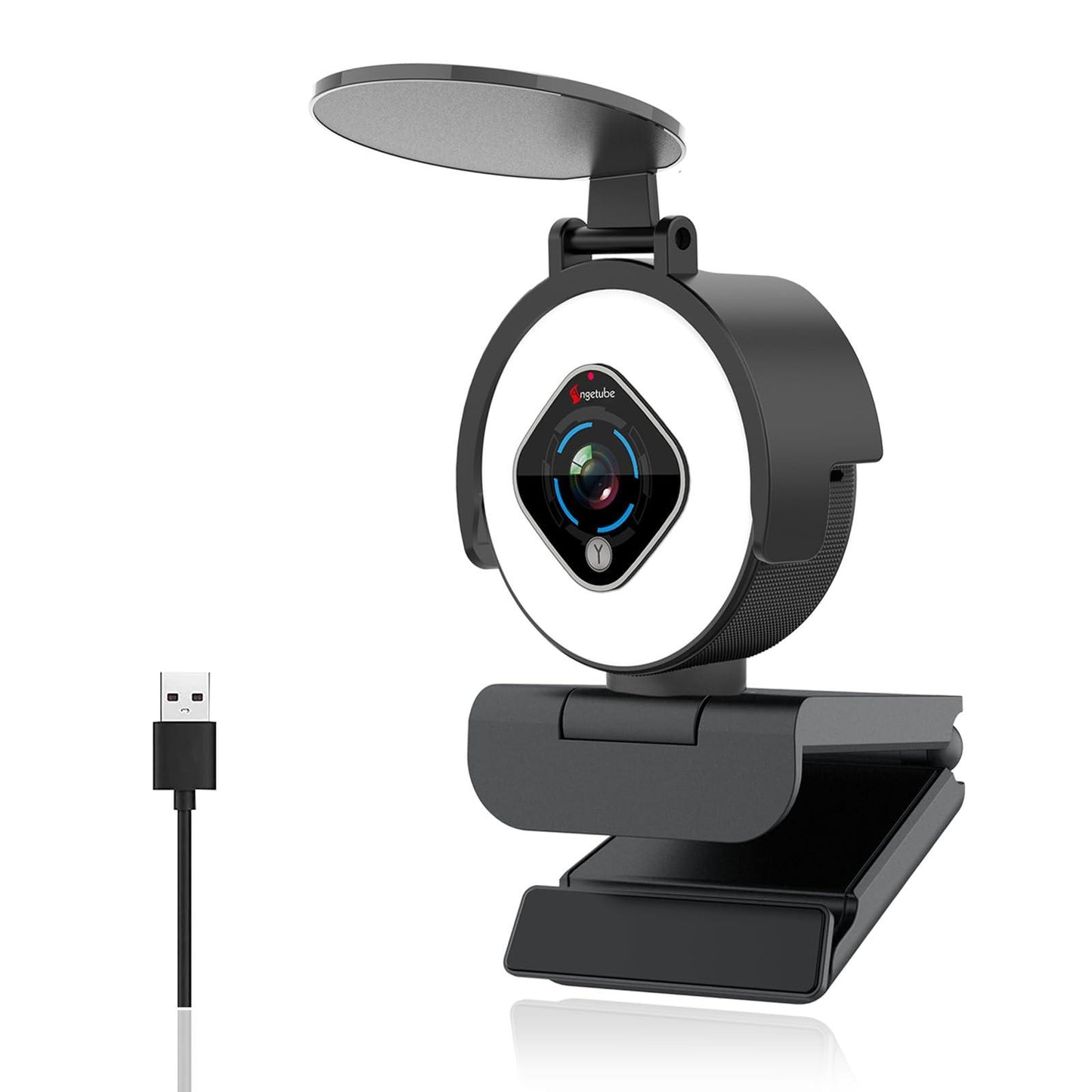 Angetube HD Webcam with Ring Light for Desktop 1080P Streaming Web Cam with Dual Microphone, 5X Digital Zoom Used for Video Chat and Conferencing, Compatible with Windows Mac and Android - Triveni World