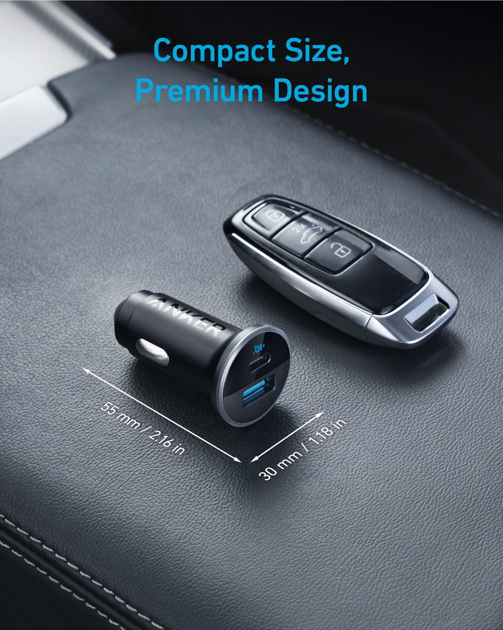 Anker 323 Car Charger 52.5W with PowerIQ 3.0 Ultra-Compact Dual-Port USB-C Fast Charing, Charge 2 devices simultaneously, compatibility with iPhone, iPad, Airpods, Samsung Galaxy Series and More-Black - Triveni World