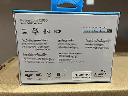 Anker PowerConf C300 Smart Full HD, AI-Powered Framing & Autofocus, 1080p Webcam with Noise-Cancelling Microphones, Adjustable FoV, HDR, 60 FPS, Low-Light Correction, Zoom Certified - Triveni World