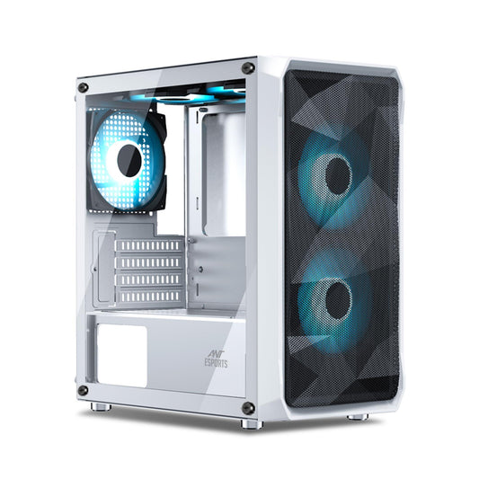 Ant Esports 100 Air Mini M-ATX Computer Case/Gaming Cabinet - White | Support M-ATX, ITX, | Pre-Installed 2 Rainbow Fans at Front - Triveni World