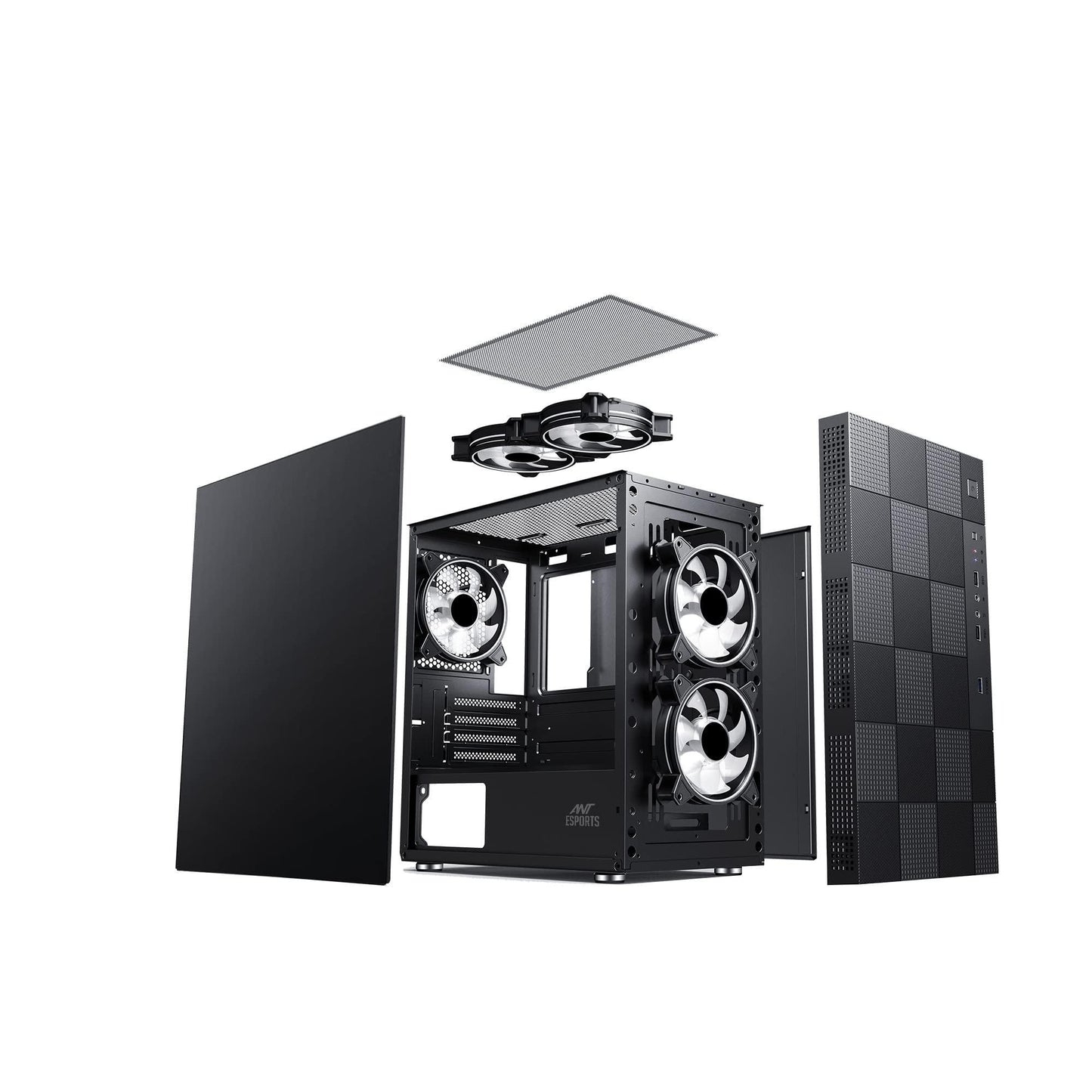 Ant Esports Elite 1000 PS Mid-Tower Computer Case/Gaming Cabinet - Black | Supports M-ATX, ITX with Pre-Installed 1 x 120mm Black Rear Fan - Triveni World