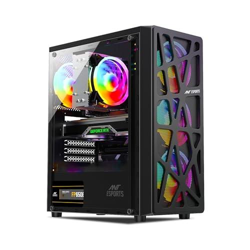 Ant Esports Elite 1100 Mid-Tower Computer Case/Gaming Cabinet - Black | Support ATX, M-ATX, ITX | Pre- Installed 3 x 120mm Front and 1 x 120mm Rear Rainbow Fans - Triveni World