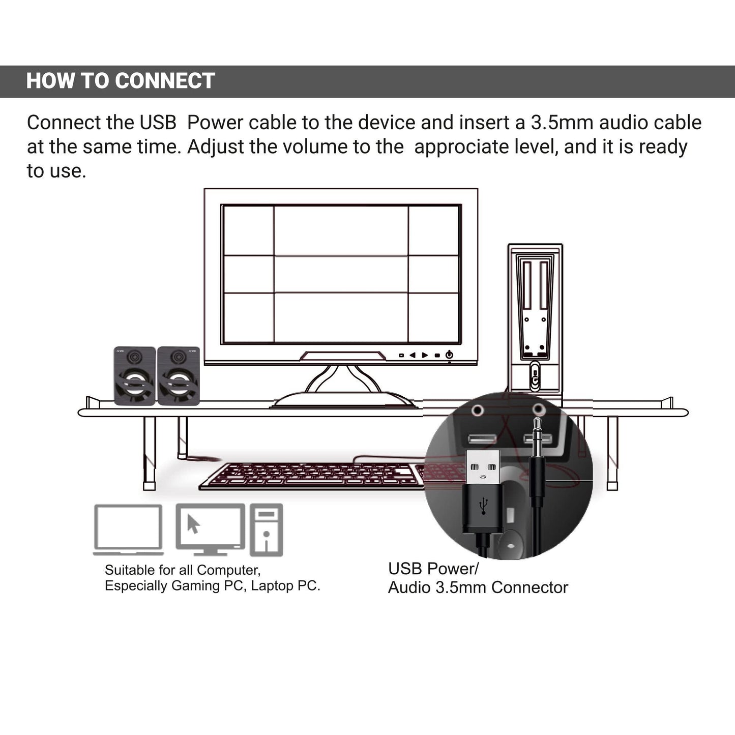 Ant Esports GS150 Computer Speakers, 2.0CH PC Speakers, in-line Volume Control, 6W USB Powered Stereo Desktop Speakers with 3.5mm AUX for PC/Laptop/Projector/Tablet/Cellphone - Triveni World