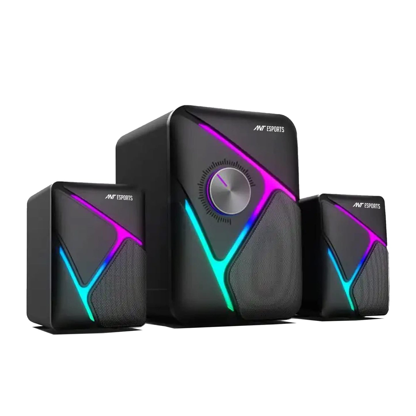 Ant Esports GS270 2.1 Stereo Wired Gaming Speakers with Subwoofer, RGB Lights Stereo Bass 11W - Black - Triveni World