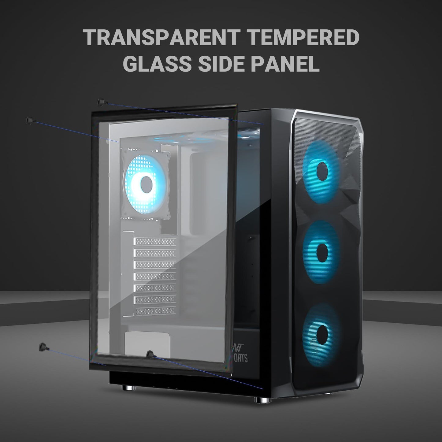 Ant Esports ICE- 112 Mid- Tower Computer Case/Gaming Cabinet - Black | Support ATX, Micro-ATX, ITX | Pre-Installed 3 Front Fans & 1 Rear Fan - Triveni World