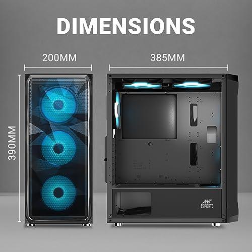 Ant Esports ICE- 112 Mid- Tower Computer Case/Gaming Cabinet - Black | Support ATX, Micro-ATX, ITX | Pre-Installed 3 Front Fans & 1 Rear Fan - Triveni World