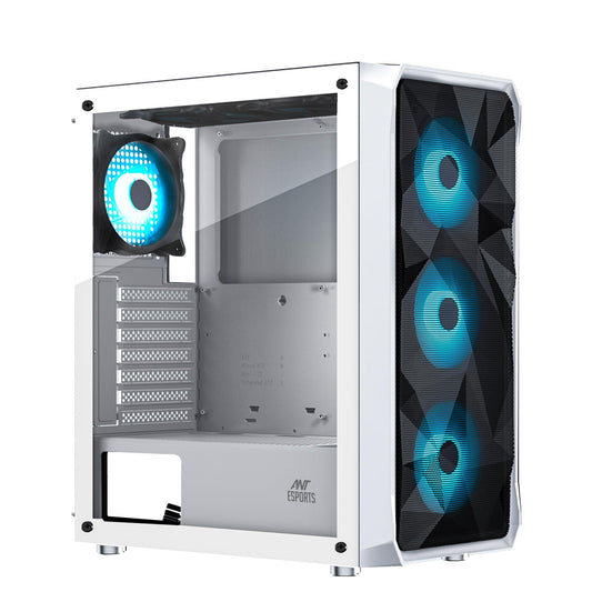 Ant Esports ICE- 112 Mid- Tower Computer Case/Gaming Cabinet - White | Support ATX, Micro-ATX, ITX | Pre-Installed 3 Front Fans & 1 Rear Fan - Triveni World