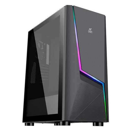 Ant Esports ICE-130AG Mid Tower Computer Case I Gaming Cabinet Supports ATX, Micro-ATX, Mini-ITX Motherboard with Transparent Side Panel 1 x 120 mm Rear Fan Preinstalled - Black - Triveni World