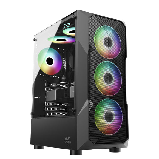 Ant Esports ICE- 300 Mesh V2 Mid-Tower Computer Case/Gaming Cabinet - Black | Support ATX, Micro-ATX, Mini-ITX | Pre-Installed 3 Front Fans and 1 Rear Fan - Triveni World