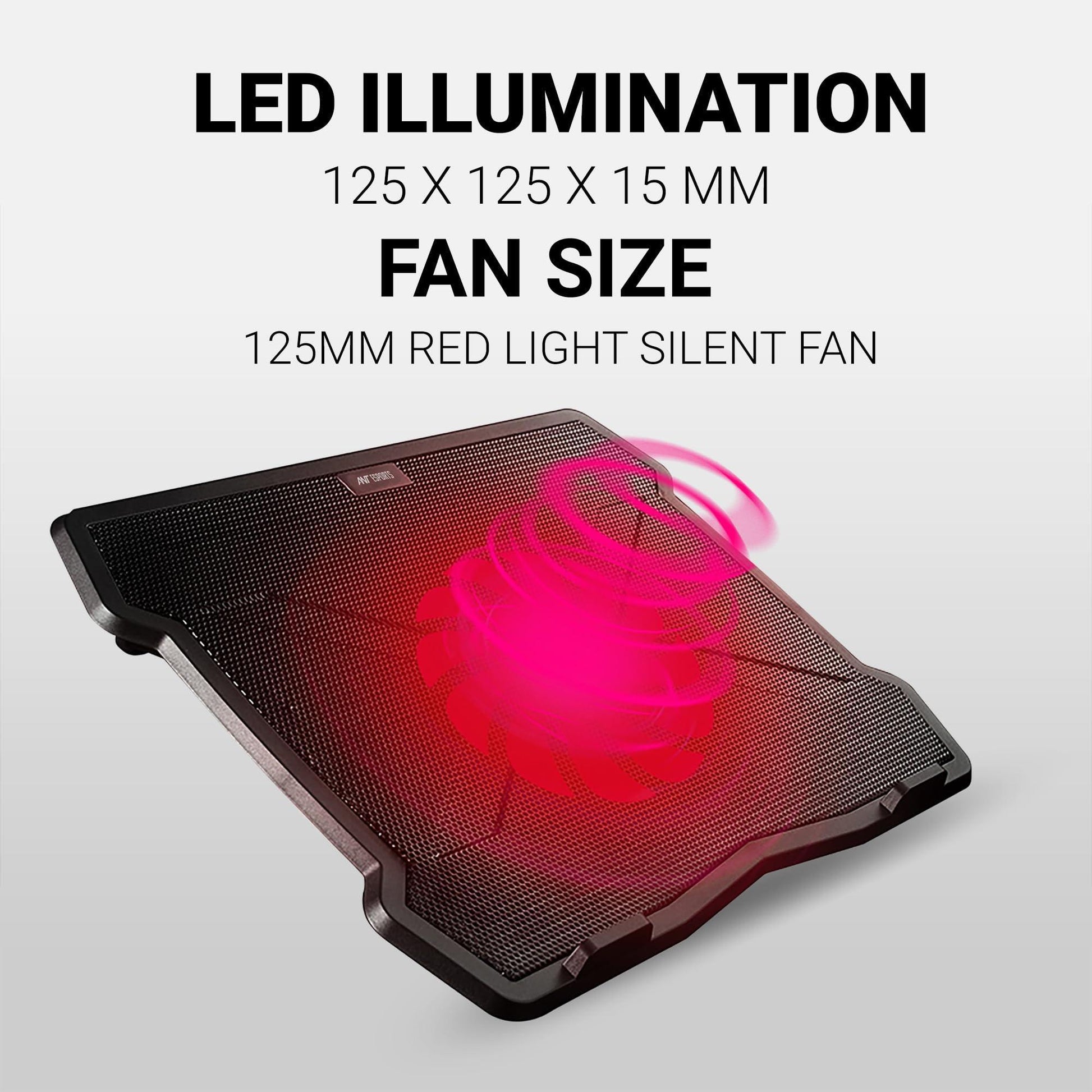 Ant Esports NC130 Ultra Slim and Sturdy Portable Laptop Cooling Pad with 1 * 1 125mm Quiet Red LED,Anti Skid Height Adjustable Stand, 1 USB Ports Supports 10 to 15.6 Inch Laptop - Triveni World