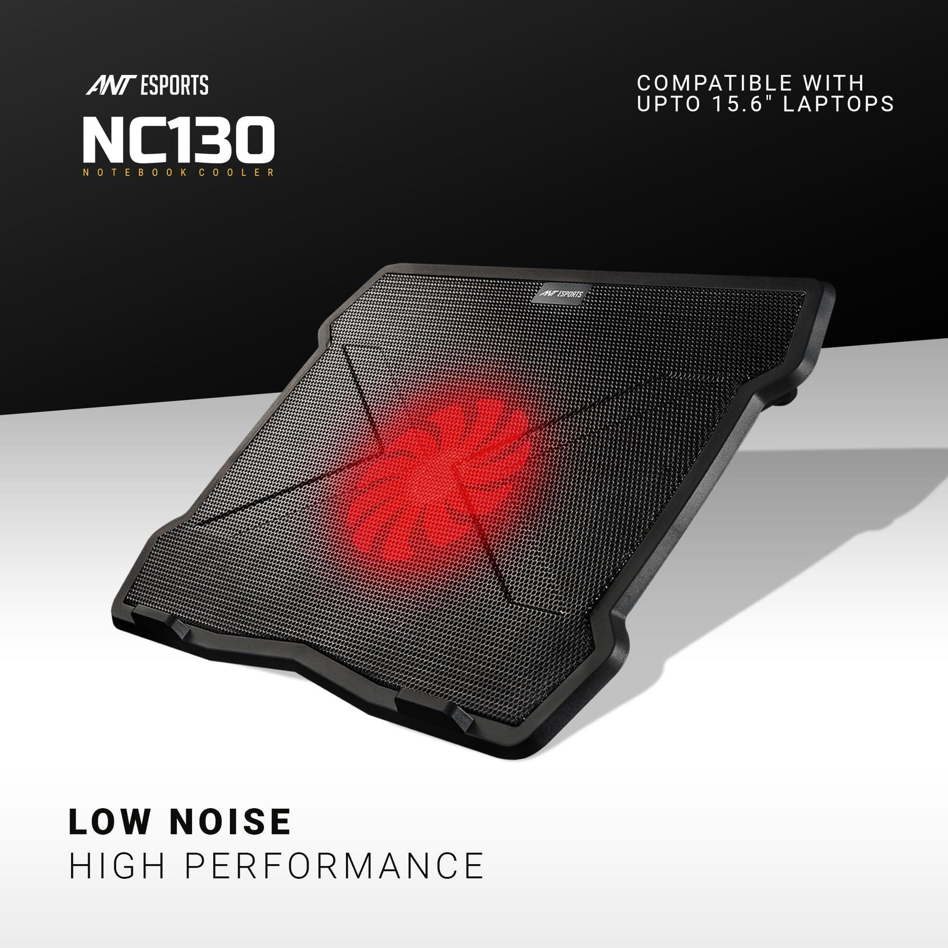 Ant Esports NC130 Ultra Slim and Sturdy Portable Laptop Cooling Pad with 1 * 1 125mm Quiet Red LED,Anti Skid Height Adjustable Stand, 1 USB Ports Supports 10 to 15.6 Inch Laptop - Triveni World