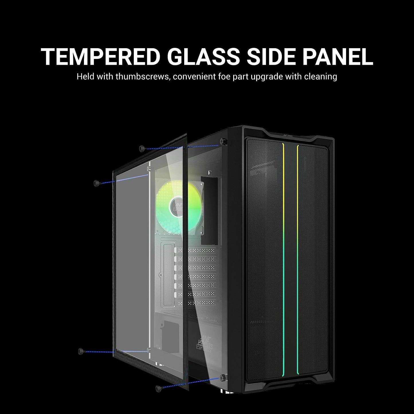 Ant Esports SX3 Mid- Tower Computer Case/Gaming Cabinet - Black | Support E-ATX, ATX, Micro-ATX, Mini-ITX | Pre- Installed 1 Rear Fan - Triveni World