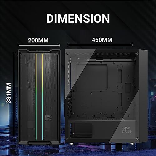 Ant Esports SX3 Mid- Tower Computer Case/Gaming Cabinet - Black | Support E-ATX, ATX, Micro-ATX, Mini-ITX | Pre- Installed 1 Rear Fan - Triveni World