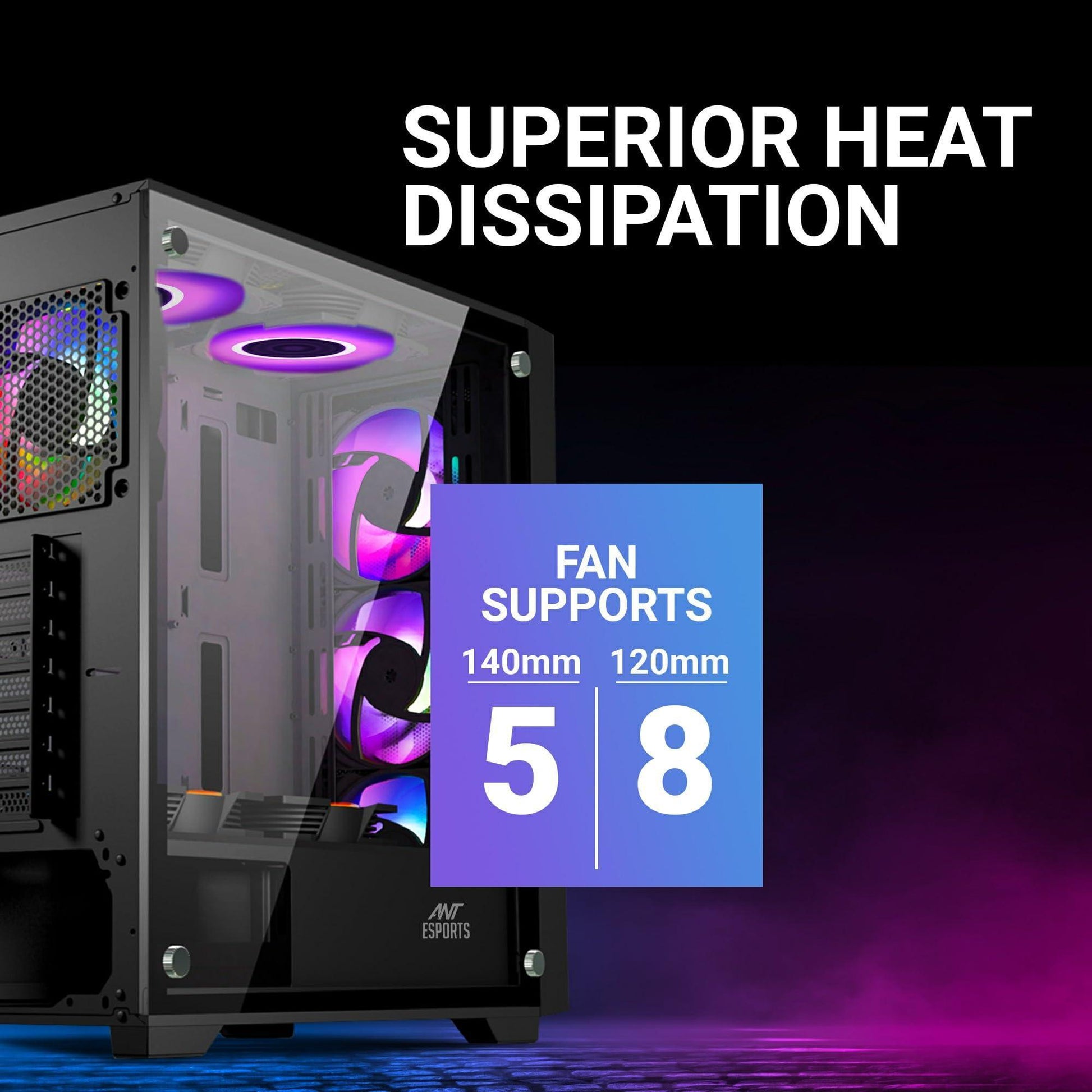 Ant Esports SX7 Mid- Tower Computer Case/Gaming Cabinet - Black | Support ATX, Micro-ATX, Mini-ITX | Pre-Installed 3 x 120mm Front Fans - Triveni World