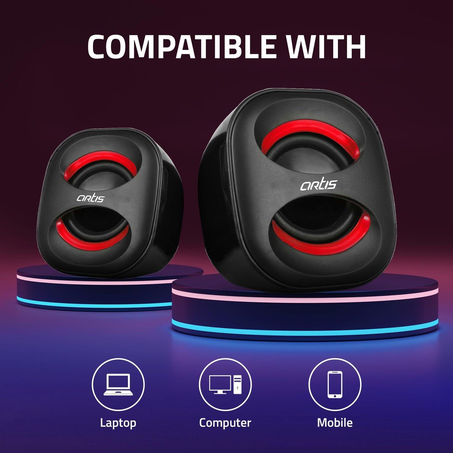 Artis Mini 2.0 USB Multimedia Speakers (Black) - Triveni World