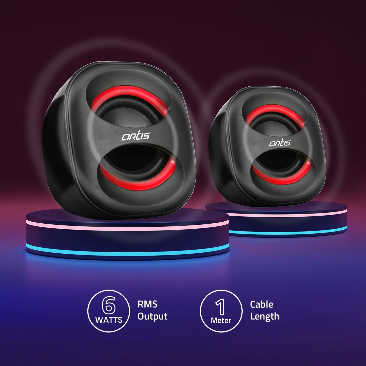 Artis Mini 2.0 USB Multimedia Speakers (Black) - Triveni World