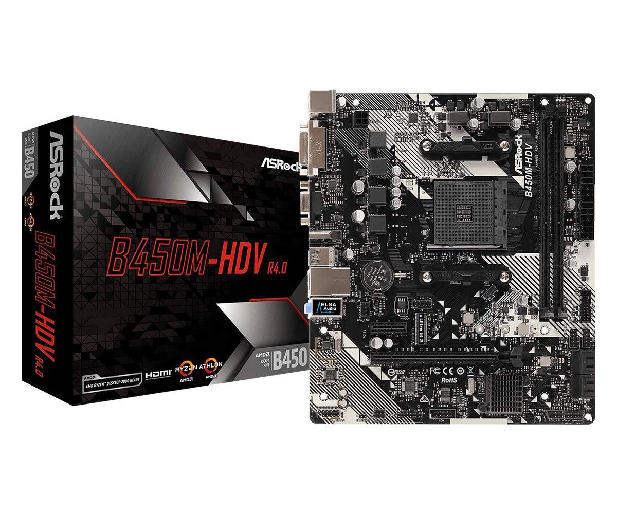 ASRock B450M-Hdv R4.0 Socket Am4/ Amd Promontory B450/ Ddr4/ Sata3&Usb3.1/ M.2/ A&Gbe/Microatx Motherboard - Triveni World