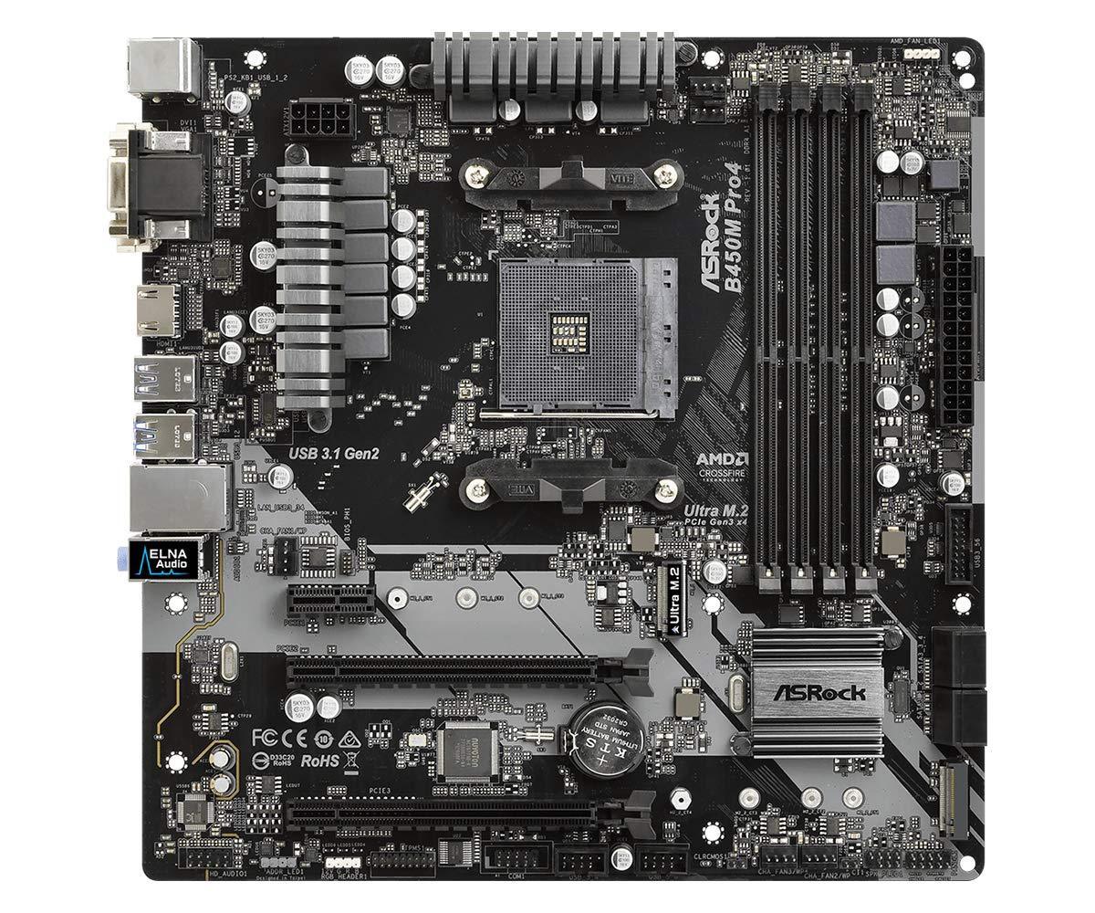 ASRock B450M PRO4 MicroATX Motherboard Socket AM4 DDR4 - Triveni World