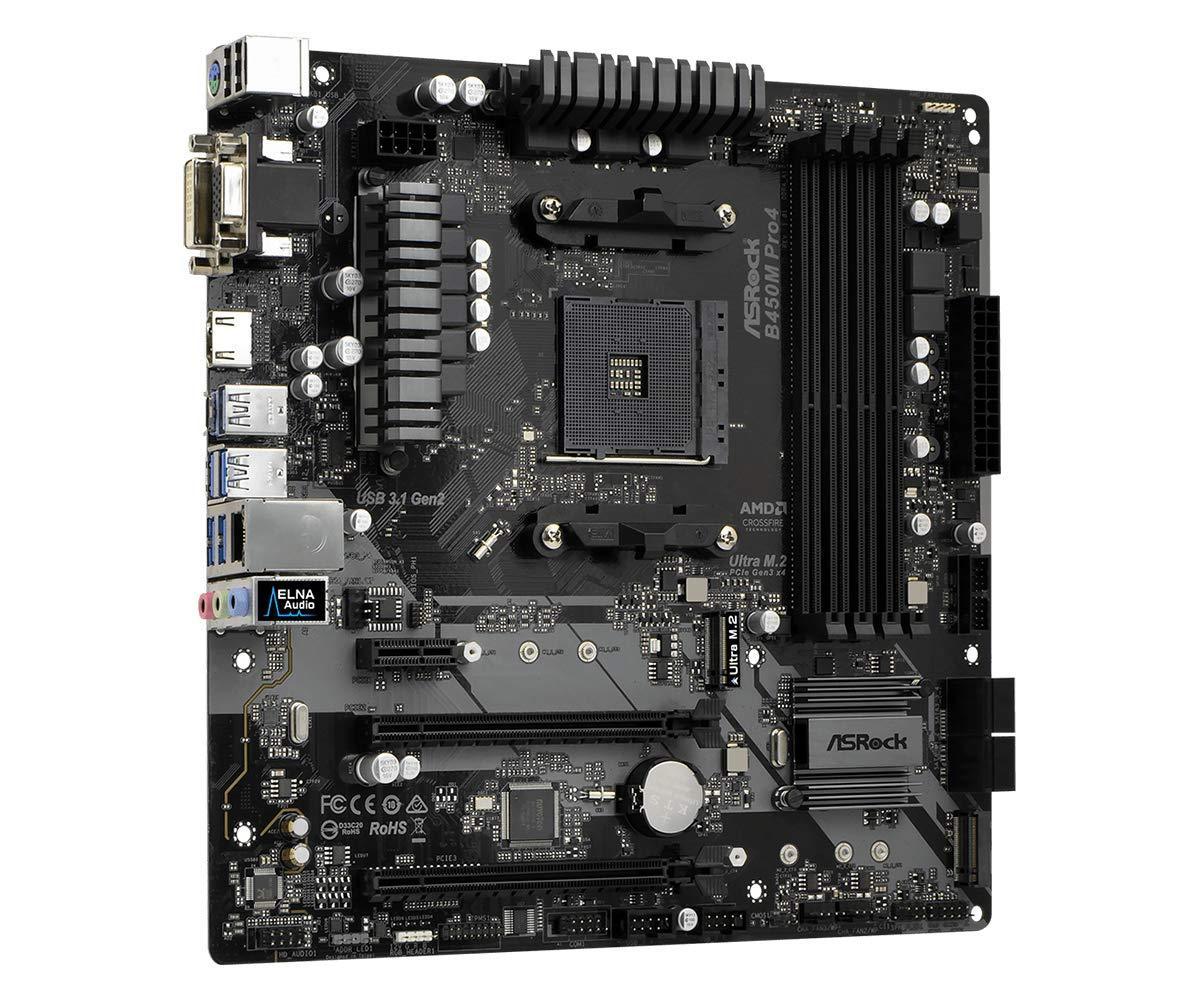 ASRock B450M PRO4 MicroATX Motherboard Socket AM4 DDR4 - Triveni World