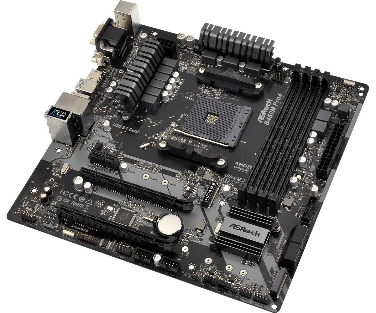 ASRock B450M PRO4 MicroATX Motherboard Socket AM4 DDR4 - Triveni World