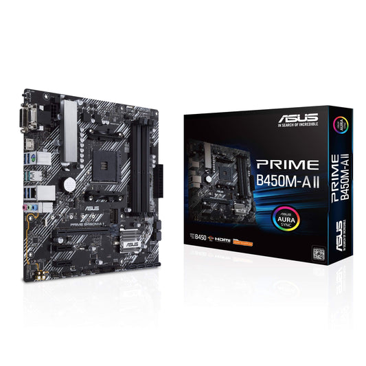 ASUS Prime B450M-A II (AMD AM4 Socket for Ryzen 5000/4000/G/ 3rd/2nd/1st Gen AMD Ryzen) DDR4 Micro ATX Motherboard with M.2 Support HDMI/DVI-D/D-Sub 1Gb Ethernet BIOS Flashback and Aura Sync RGB - Triveni World