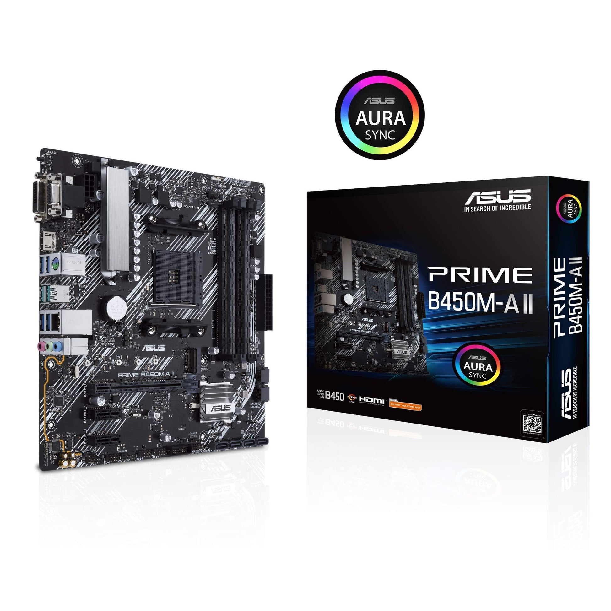 ASUS Prime B450M-A II (AMD AM4 Socket for Ryzen 5000/4000/G/ 3rd/2nd/1st Gen AMD Ryzen) DDR4 Micro ATX Motherboard with M.2 Support HDMI/DVI-D/D-Sub 1Gb Ethernet BIOS Flashback and Aura Sync RGB - Triveni World