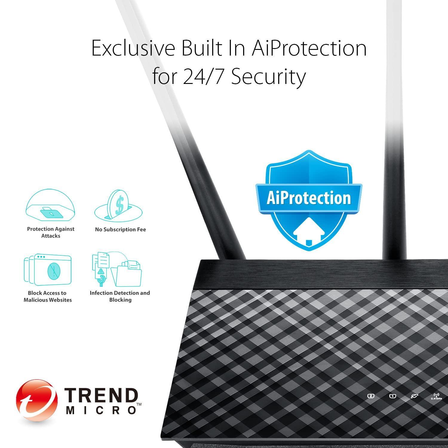 ASUS RT-AC53 AC750 Dual Band WiFi Router (Black) with high Power Design, VPN Server and time scheduling, Dual_Band (750 megabits_per_Second) - Triveni World