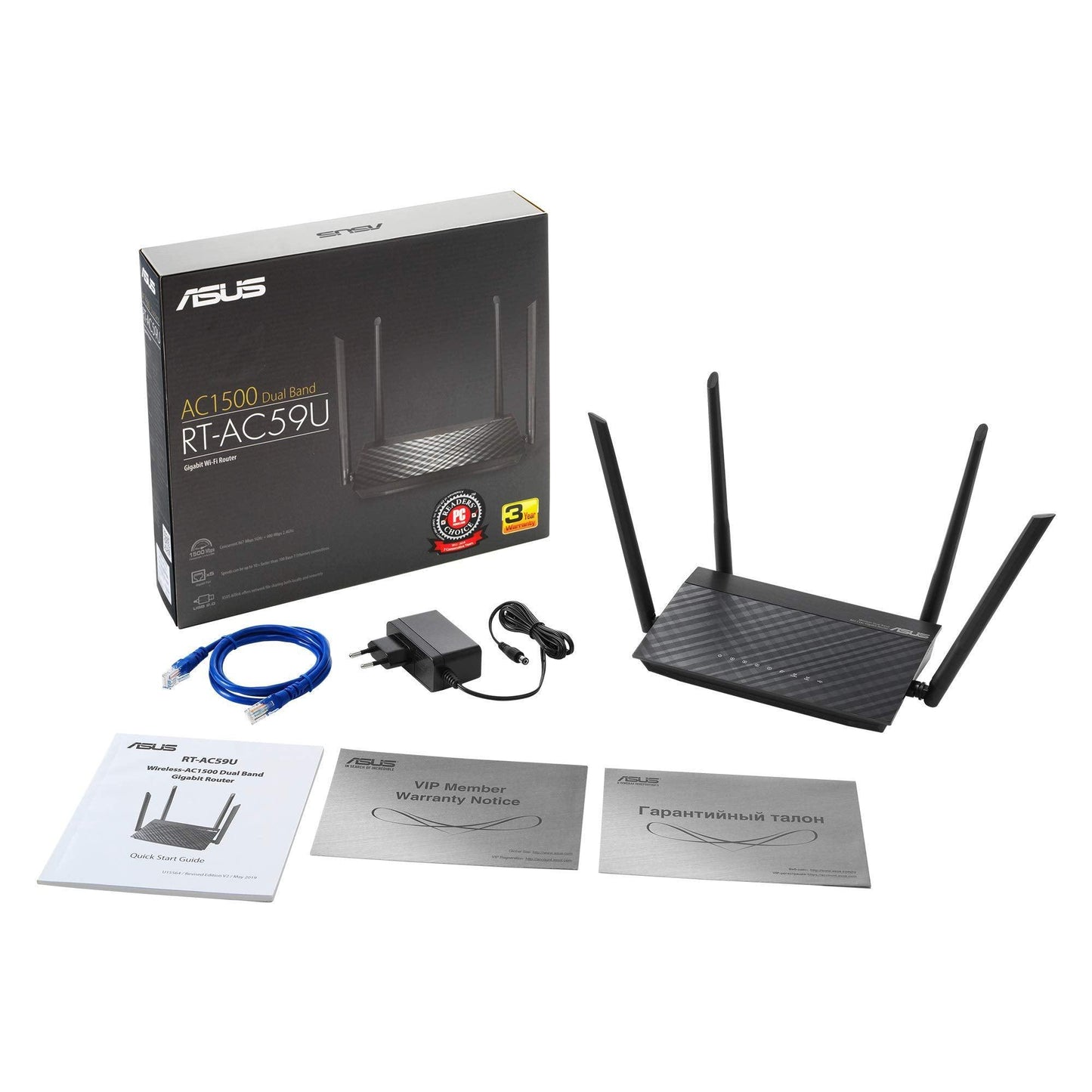 Asus RT-AC59U AC1500 Dual Band Gigabit WiFi Router (Black) with MU-MIMO and Parental Controls for Smooth Streaming 4K Videos from YouTube and Netflix - Triveni World