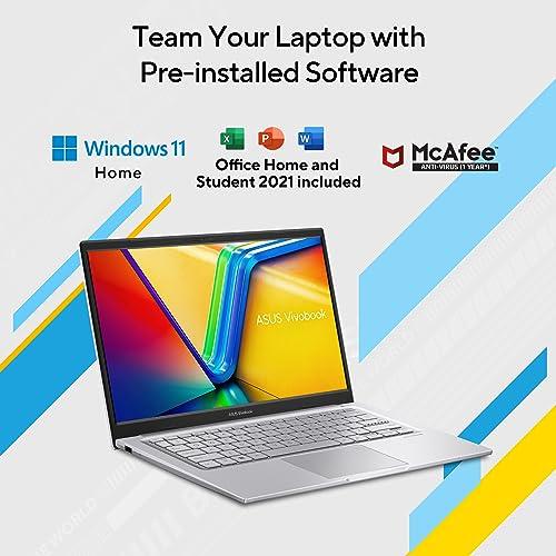 ASUS Vivobook 14, IntelCore i3-1215U 12th Gen, Thin and Light Laptop, 14" (35.56 cm) FHD, (8 GB RAM/512GB SSD/Windows11/Office 2021/Fingerprint/42WHr /Silver/1.40 kg), X1404ZA-NK322WS - Triveni World