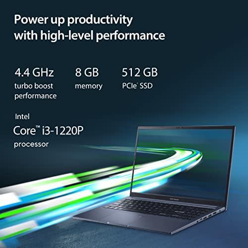 ASUS Vivobook 15, Intel Core i3-1220P 12th Gen, 15.6" (39.62 cm) FHD, Thin and Laptop (8GB/512GB SSD/Integrated Graphics/Windows 11/Office 2021/Fingerprint/Blue/1.7 kg), X1502ZA-EJ385WS - Triveni World