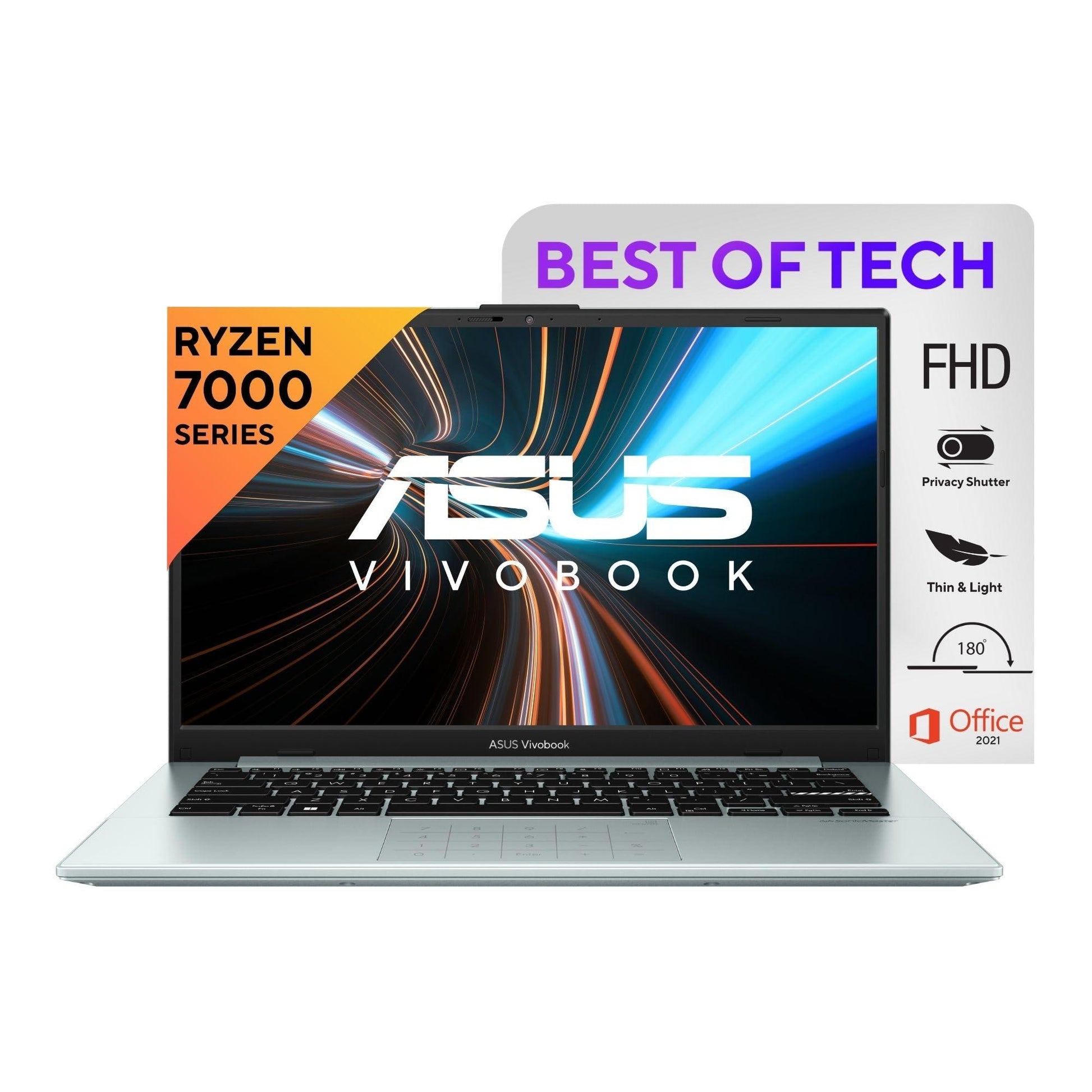 ASUS Vivobook Go 14 (2023), AMD Ryzen 3 7320U, Thin & Light Laptop, 14-inch (35.56 cm) FHD, (8GB RAM /512GB SSD/Windows 11/Office 2021/Alexa Built-in/Grey Green/1.38 kg), E1404FA-NK323WS - Triveni World