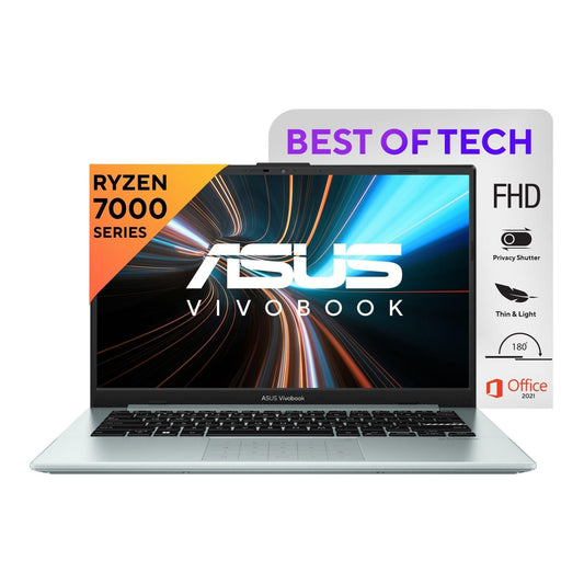 ASUS Vivobook Go 14 (2023), AMD Ryzen 3 7320U, Thin & Light Laptop, 14-inch (35.56 cm) FHD, (8GB RAM /512GB SSD/Windows 11/Office 2021/Alexa Built-in/Grey Green/1.38 kg), E1404FA-NK323WS - Triveni World