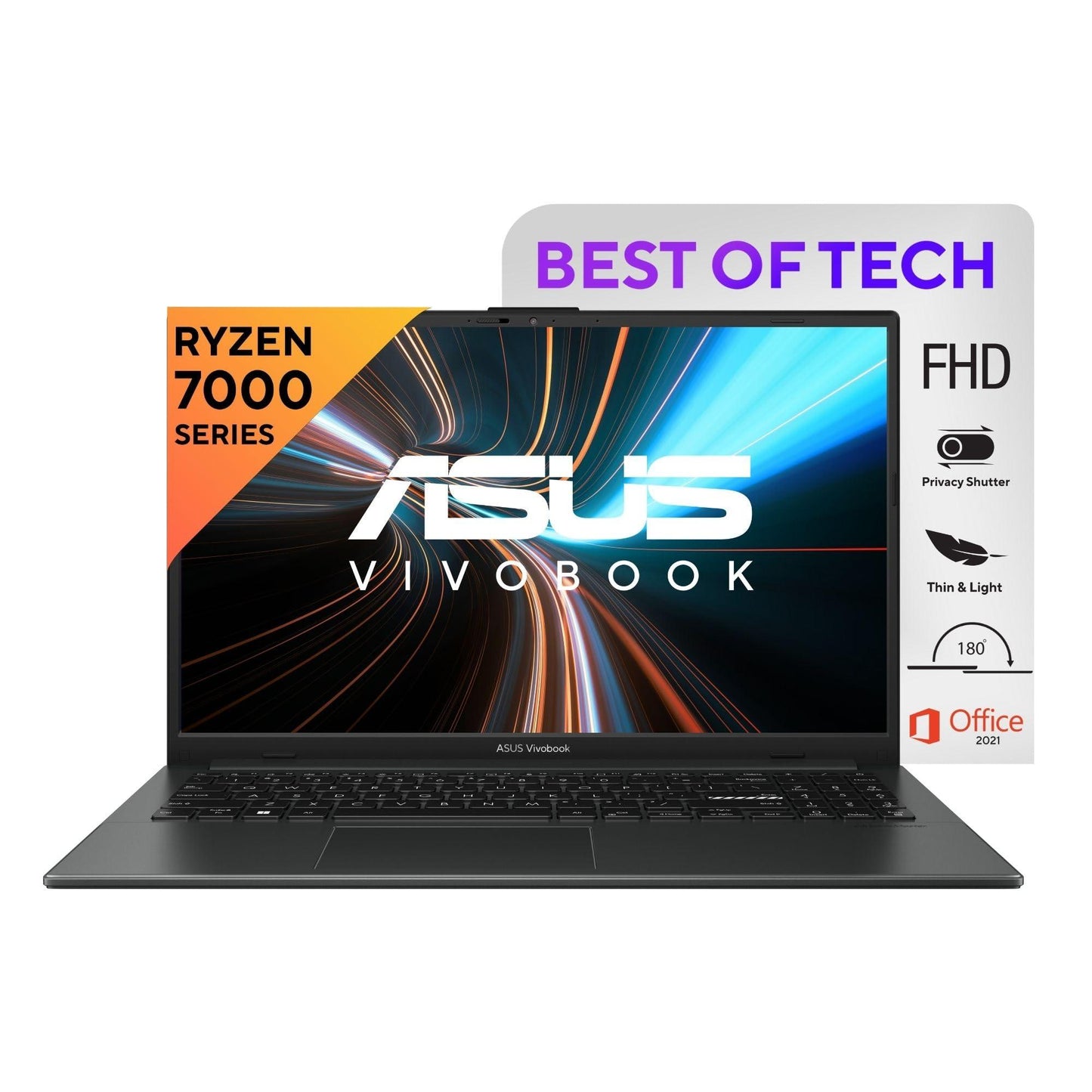 ASUS Vivobook Go 15 (2023), AMD Ryzen 5 7520U, 15.6" (39.62 cm) FHD, Thin & Light Laptop (16GB/512GB SSD/Windows 11/Office 2021/Alexa Built-in/Mixed Black/1.63 kg), E1504FA-NJ542WS - Triveni World