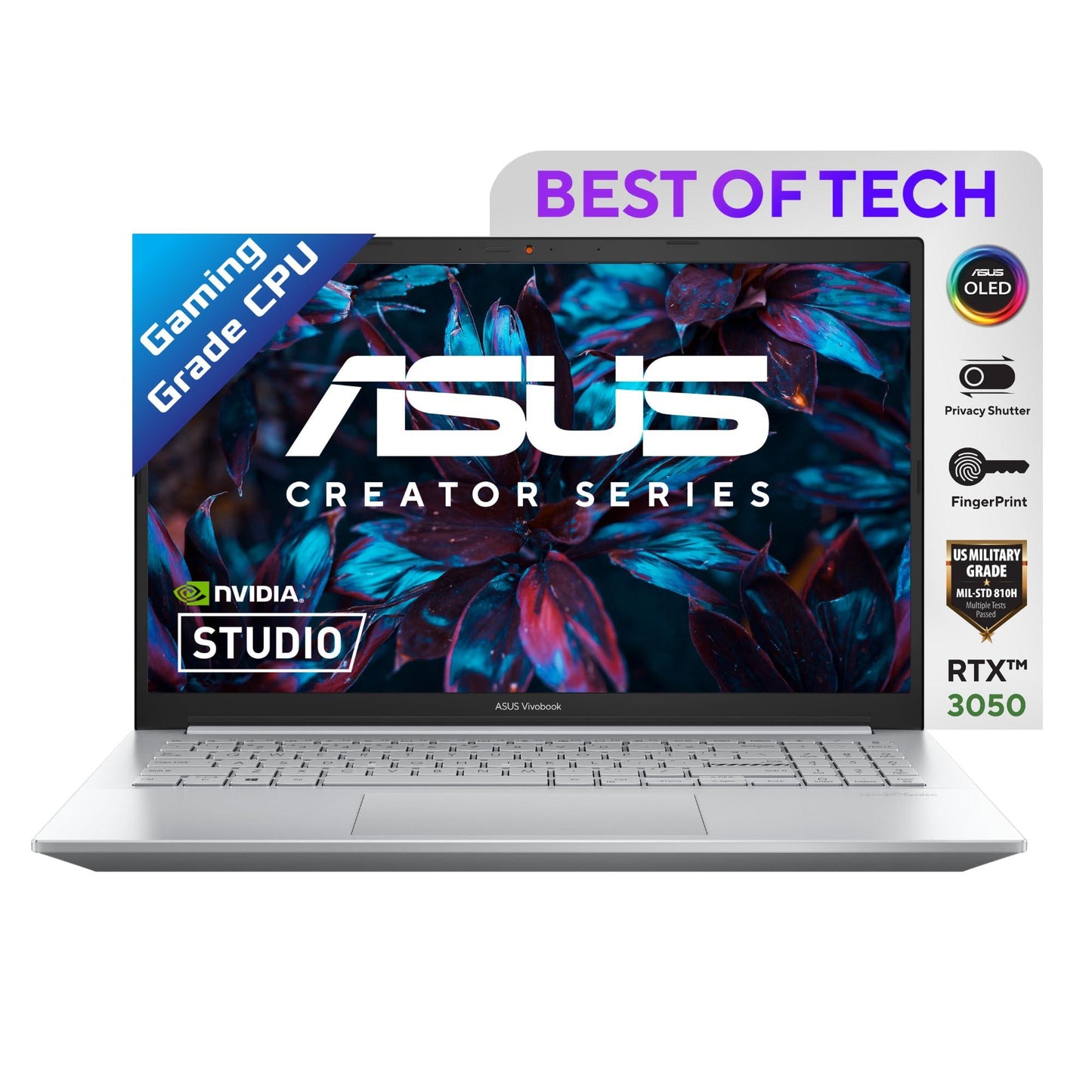 ASUS Vivobook Pro 15 OLED, AMD Ryzen 5 5600H, 15.6" (39.62 cm) FHD OLED, Creator/Gaming Laptop (16GB/512GB SSD/4GB RTX 3050/Win11/Backlit KB/FP Sensor/Silver/1.65 kg), M3500QC-L1502WS - Triveni World