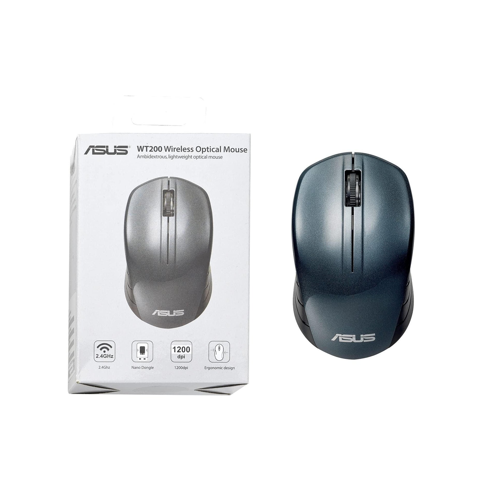 ASUS WT200 /Ambidextrous Design,Runs on 1 AA Battery- Upto 15 Months Life, 1200 DPI Wireless Optical Mouse (2.4GHz Wireless, Blue) - Triveni World