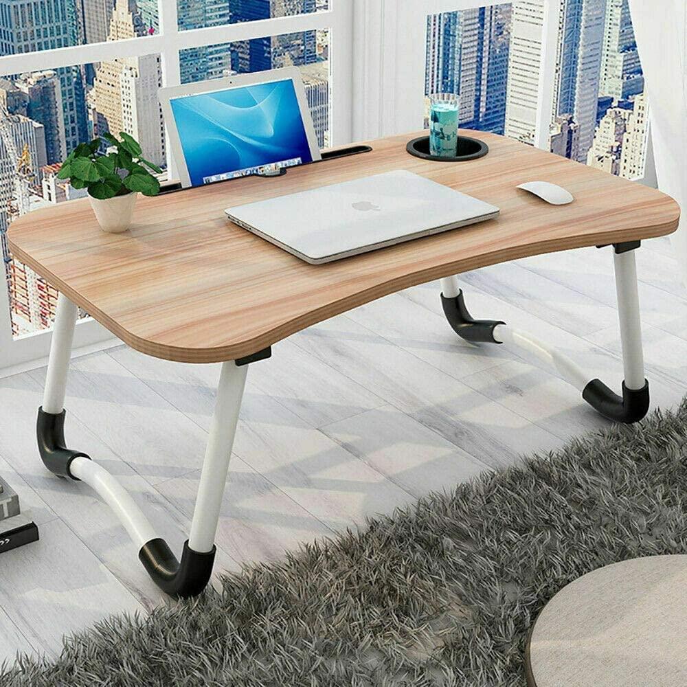 AUNO Homes Table Laptop Study Bed Home Wooden Foldable Students Stand Office Computer Desk Folding Work Tables Laptops Portable (Wood), 40 Centimeters, 60 Centimeters - Triveni World