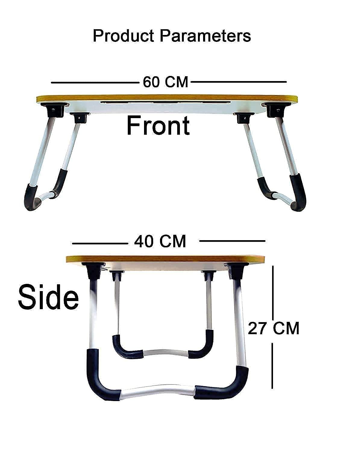 AUNO Homes Table Laptop Study Bed Home Wooden Foldable Students Stand Office Computer Desk Folding Work Tables Laptops Portable (Wood), 40 Centimeters, 60 Centimeters - Triveni World