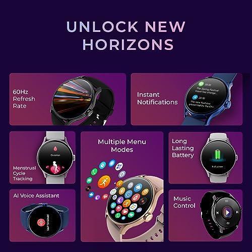 beatXP Flare Pro 1.39” HD Display Bluetooth Calling Smart Watch, 100+ Sports Modes, Heart Rate Monitoring, SpO2, AI Voice Assistant, IP68 - Black - Triveni World