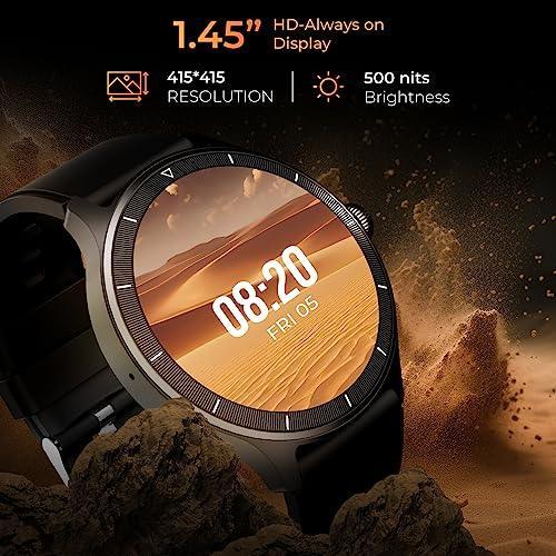 beatXP Flux 1.45" (3.6 cm) Ultra HD Display Bluetooth Calling Smart Watch, 415 * 415px, 60Hz Refresh Rate, Rotary Crown, 500 Nits, Health Tracking, 100+ Sports Modes (Black) - Triveni World