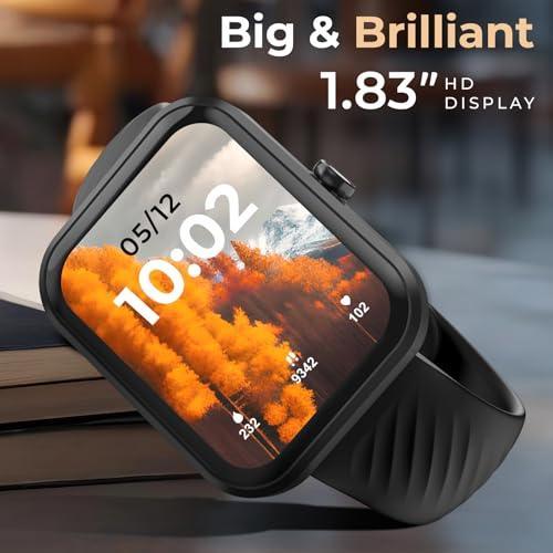 beatXP Marv Aura 1.83” HD Display Bluetooth Calling Smart Watch, Metal Body, 240 * 284 px, 500 Nits, 60 Hz Refresh Rate, 100+ Sports Modes, 24x7 Health Tracking, IP67 (Black) - Triveni World