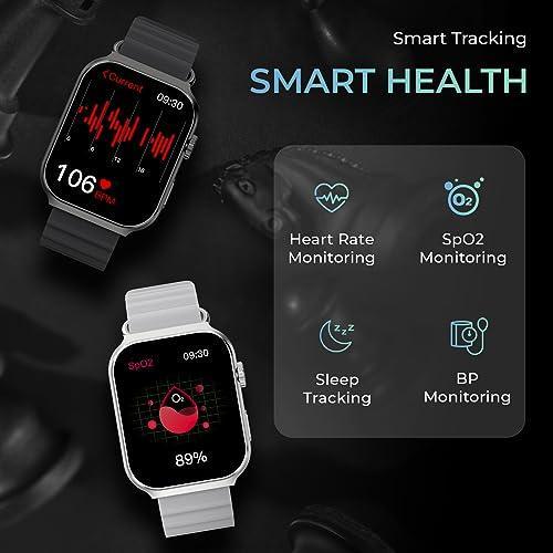 beatxp Marv Ultra 2.01” HD Bluetooth Calling Smart Watch, Metal Body, Rotary Crown, 500 Nits, Health Tracking, Wireless Charging (Ice Silver) - Triveni World