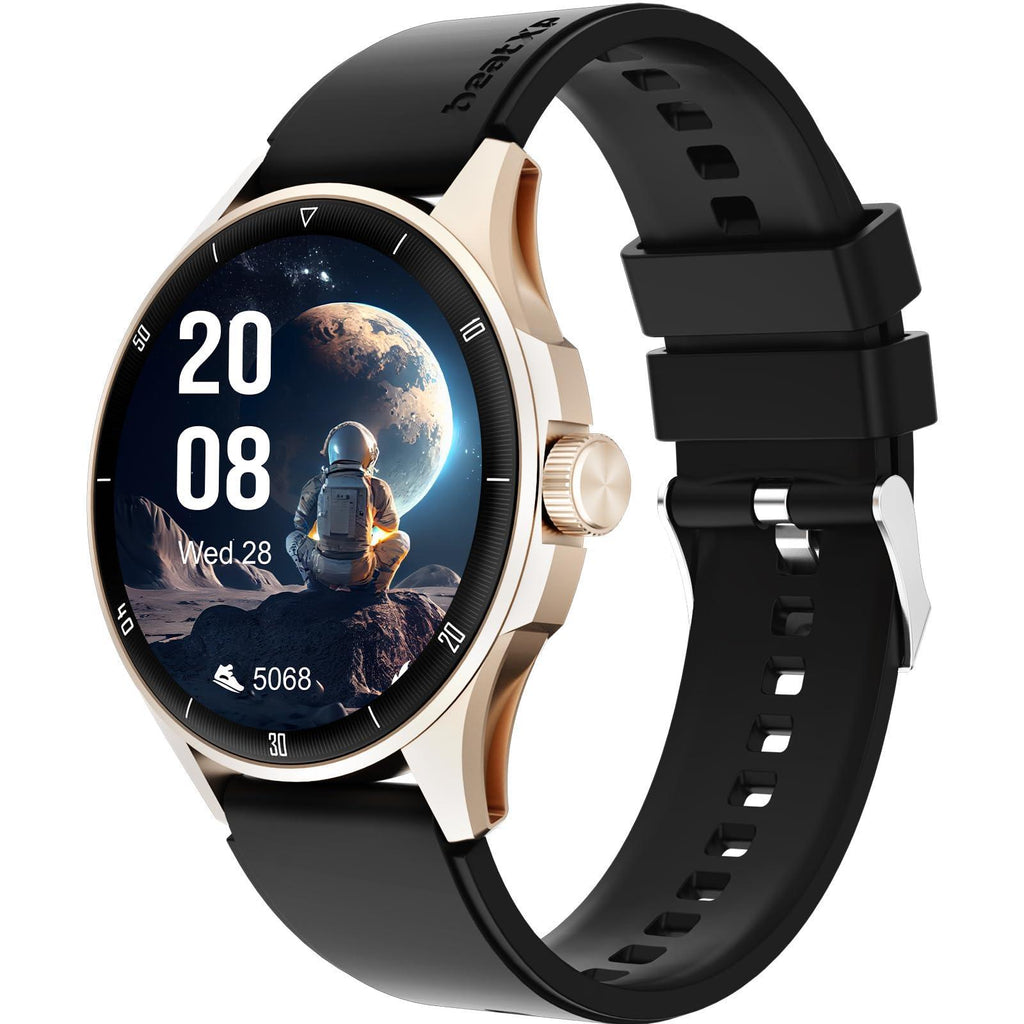 beatXP Vega Neo 1.43" (3.6 cm) Super AMOLED Display, One-Tap Bluetooth Calling Smart Watch, Metal Body, 466 * 466px, 500 Nits Brightness (Gold & Black) - Triveni World